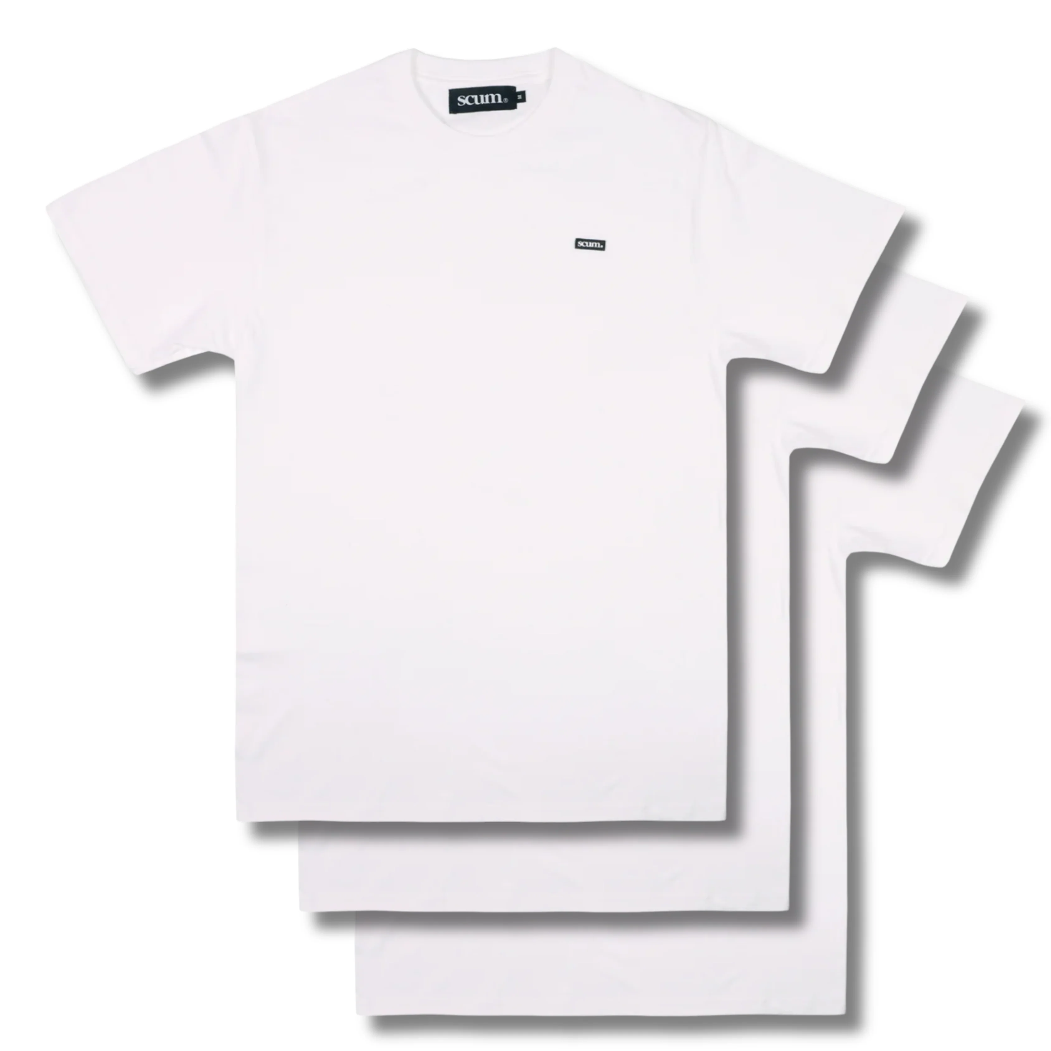 BOX LOGO RUBBER BADGE THREE PACK T-SHIRTS - WHITE