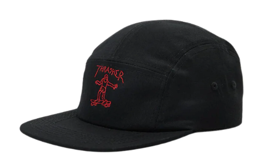 THRASHER GONZ 5 PANEL CAP - BLACK/RED