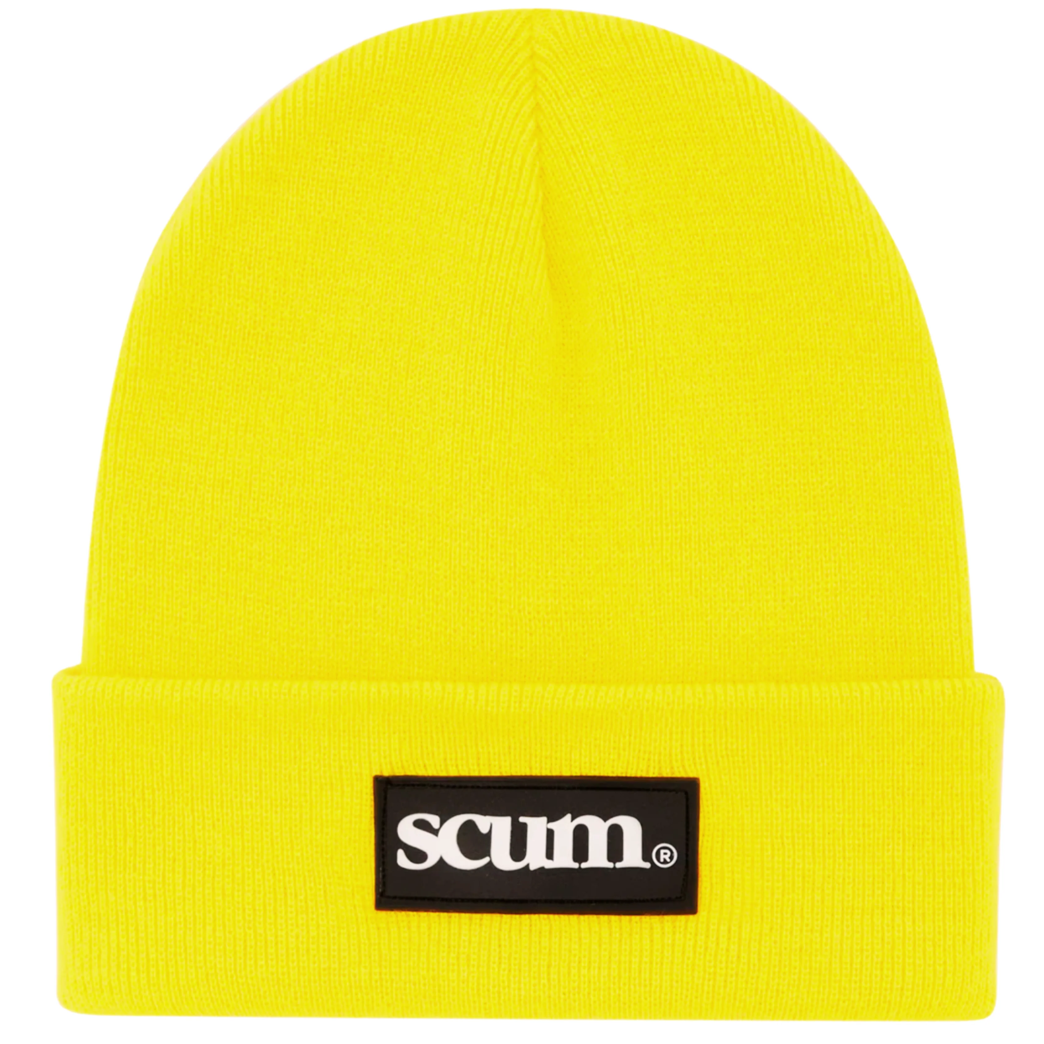 FLUORESCENT YELLOW RUBBER PATCH BEANIE