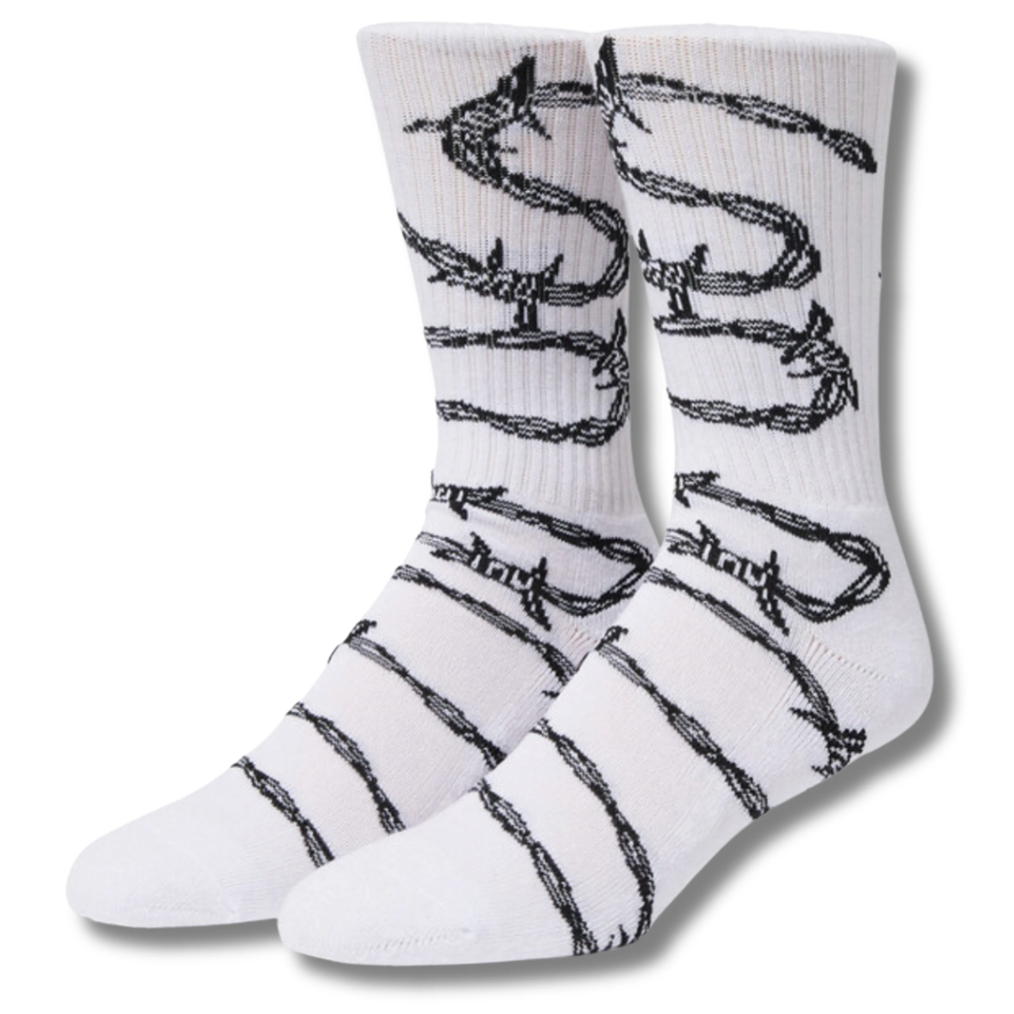 HUF BARBED WIRE CREW SOCKS – WHITE