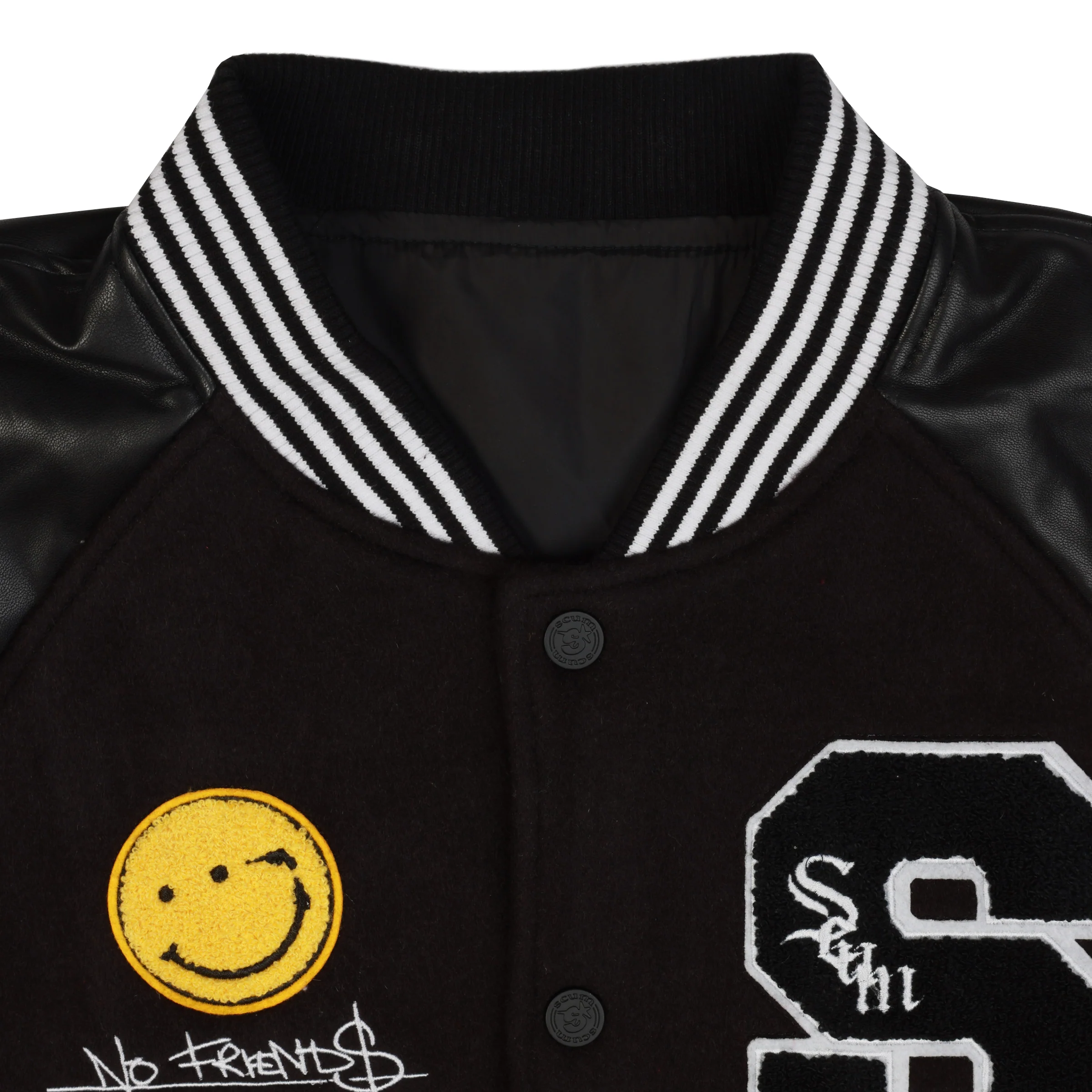 NO FRIENDS VARSITY JACKET - BLACK - Image 4