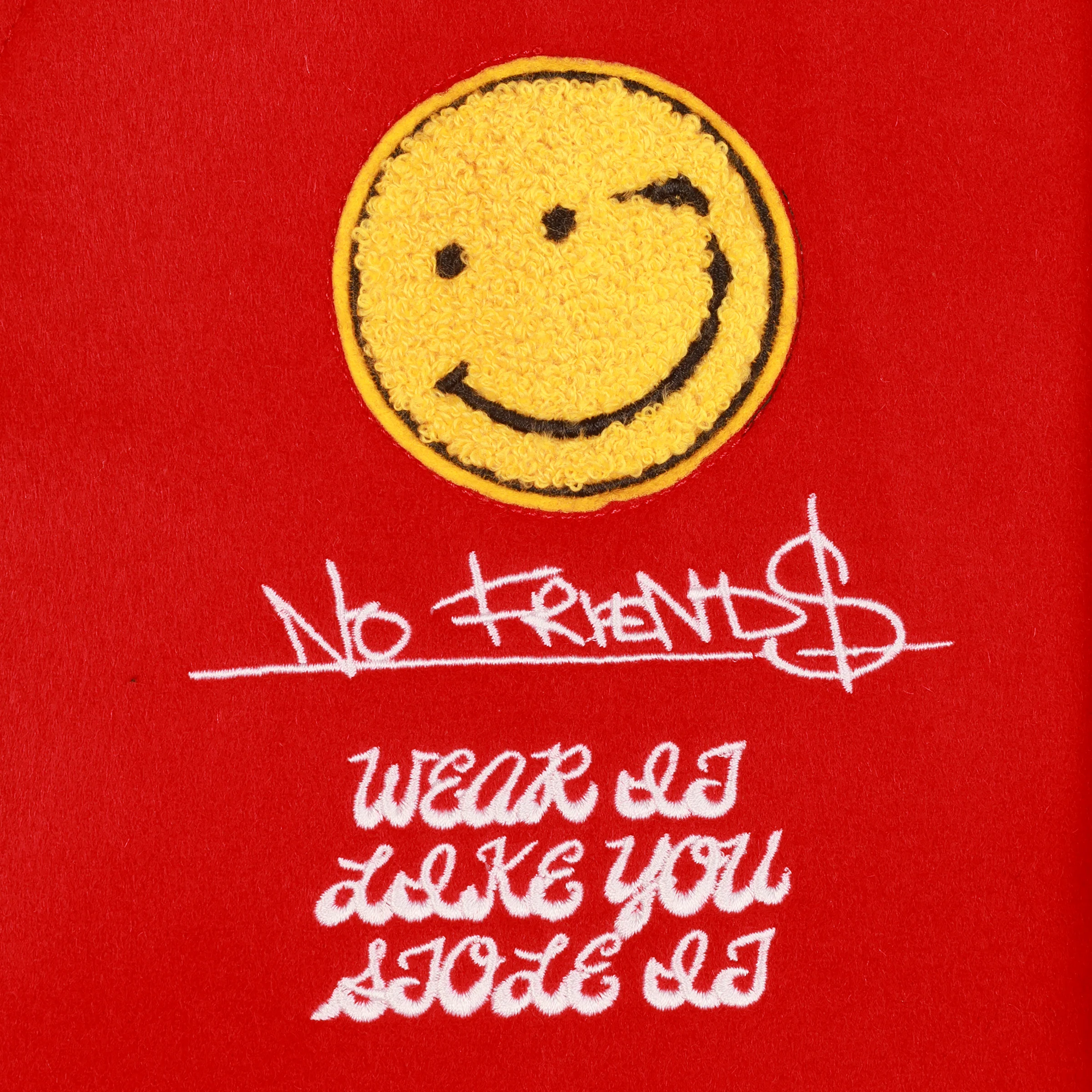NO FRIENDS VARSITY JACKET - RED - Image 5