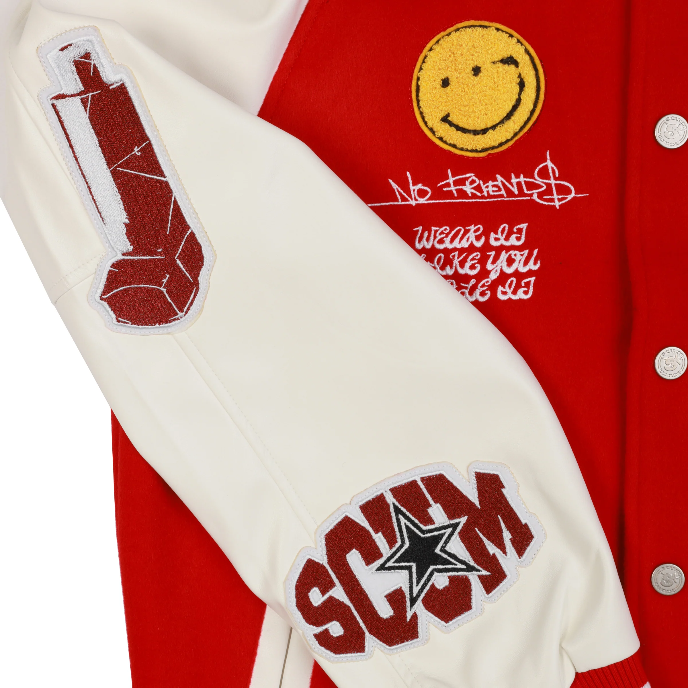 NO FRIENDS VARSITY JACKET - RED - Image 9