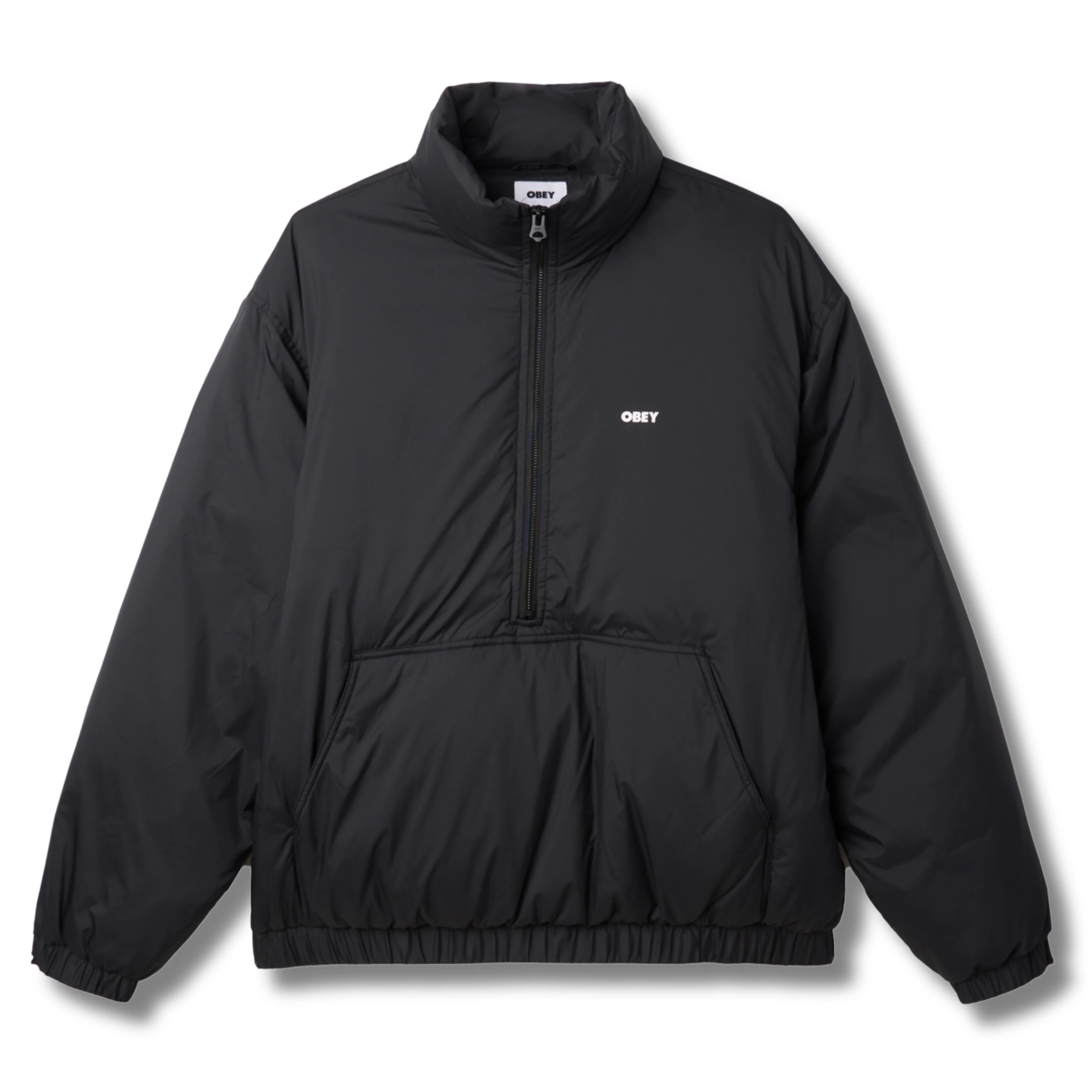 OBEY STUDIO MOCK NECK ANORAK - BLACK