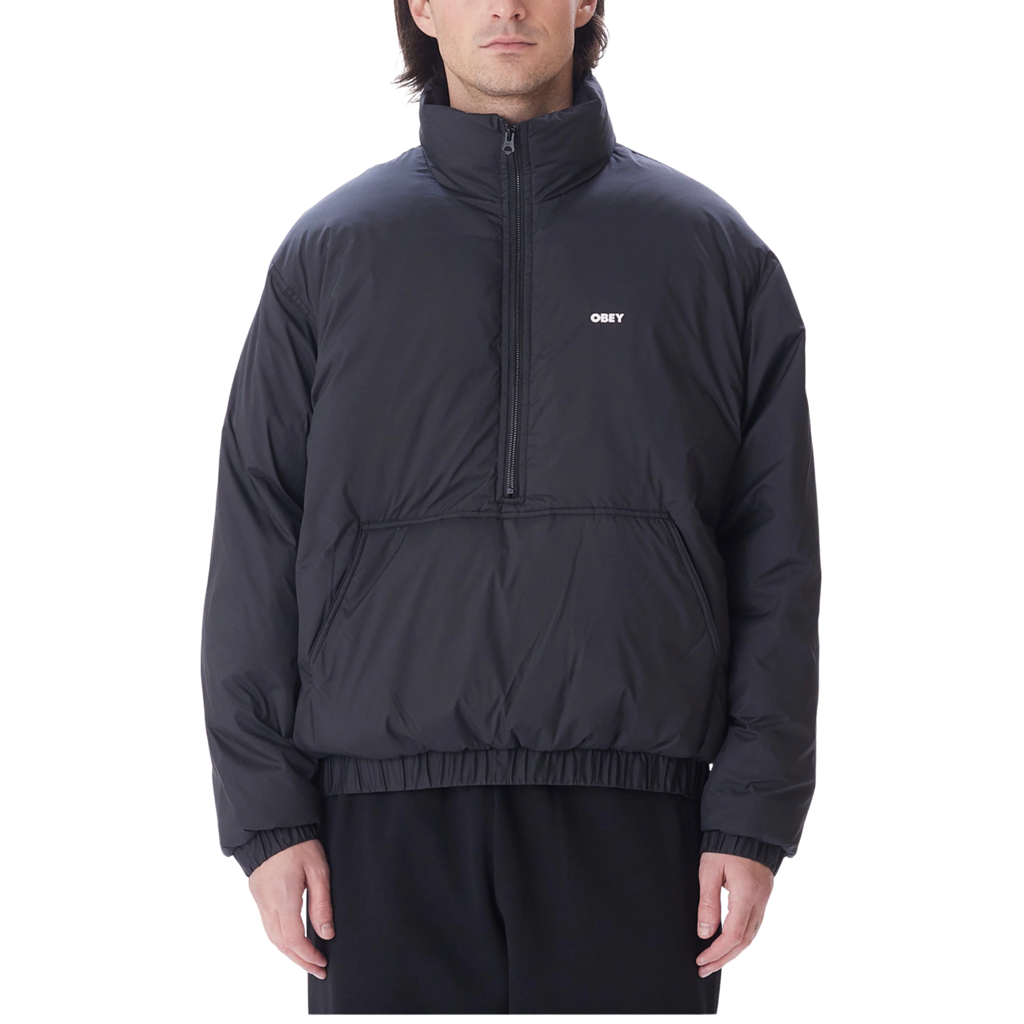 OBEY STUDIO MOCK NECK ANORAK - BLACK - Image 3