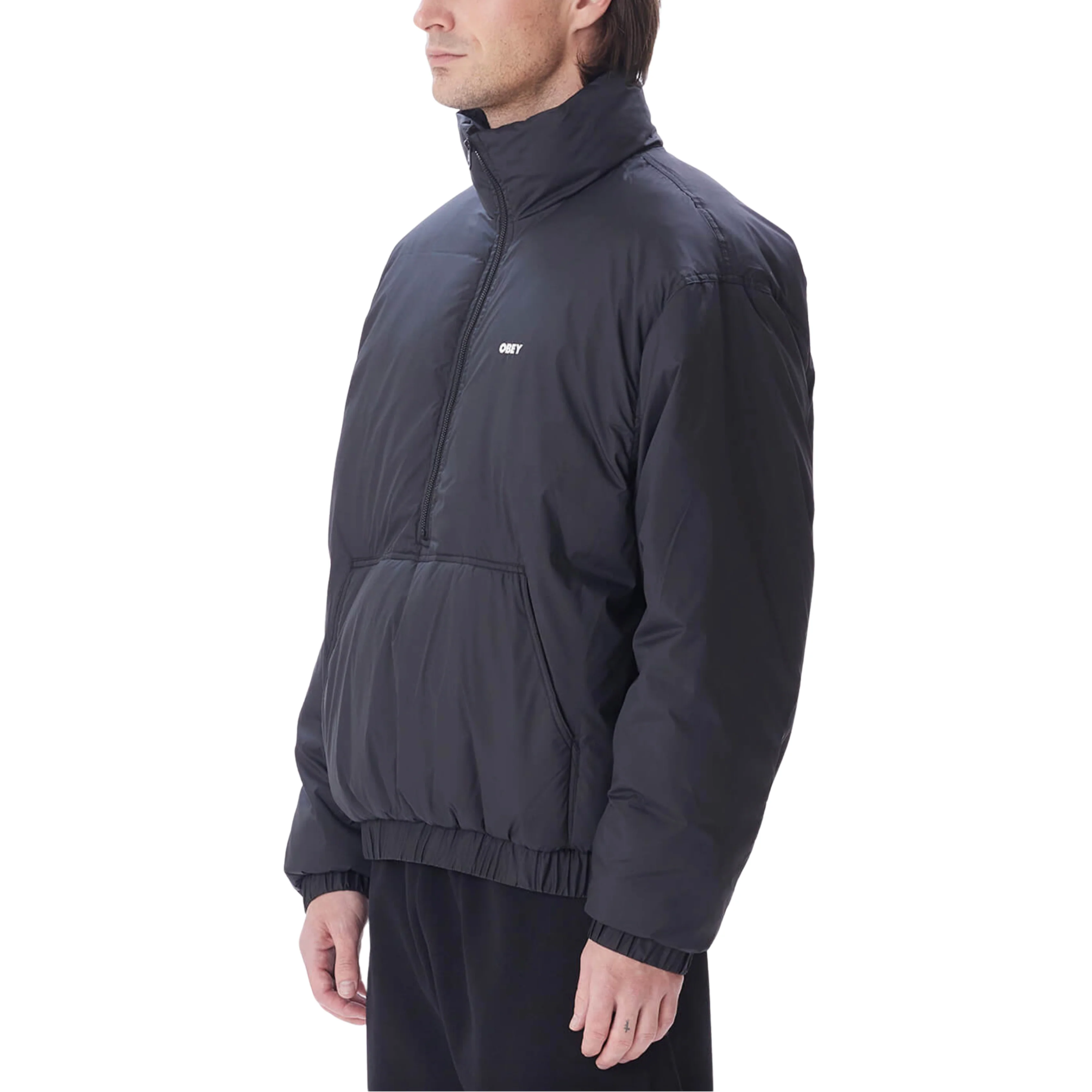 OBEY STUDIO MOCK NECK ANORAK - BLACK - Image 4