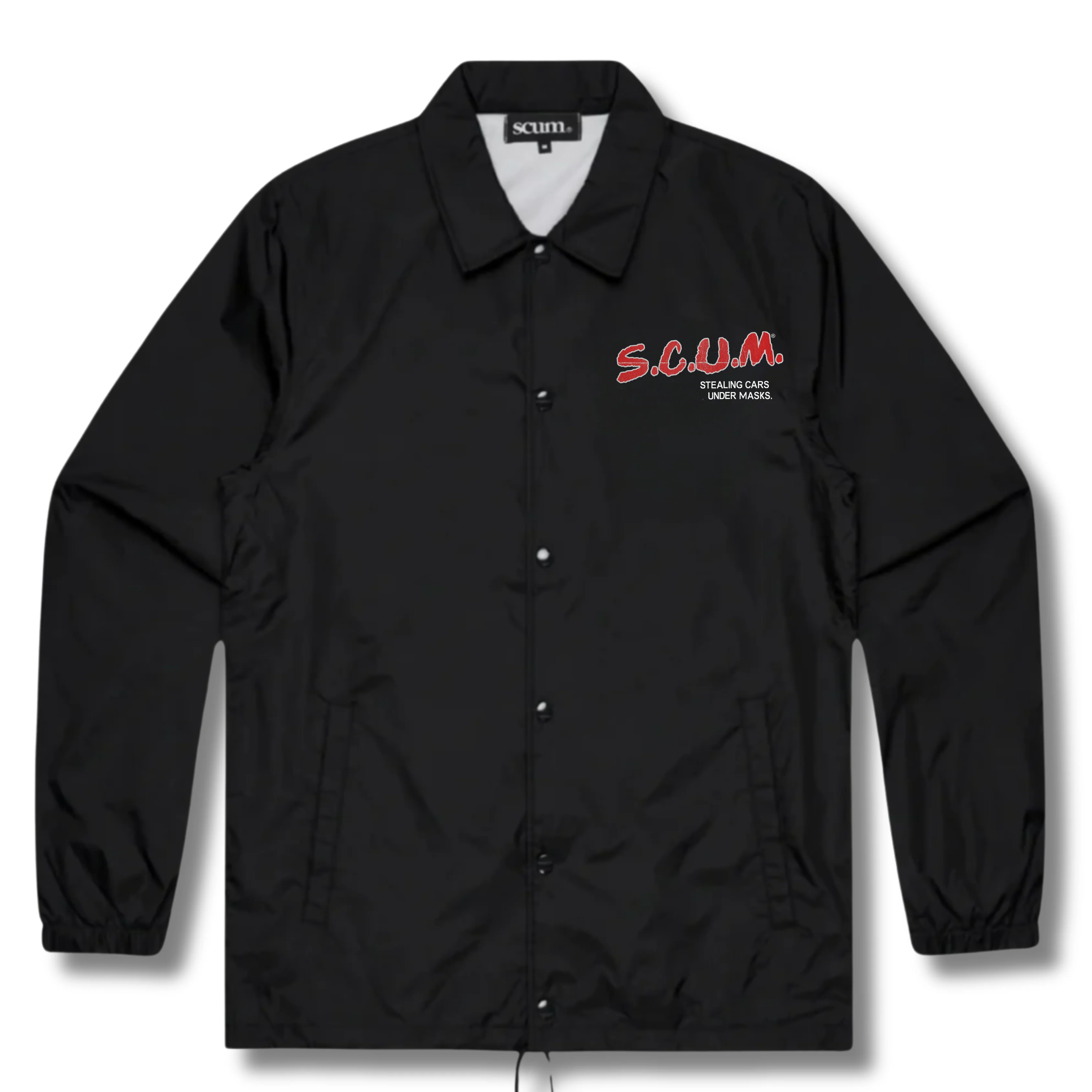 STEALING CARS UNDER MASKS COACH JACKET - BLACK