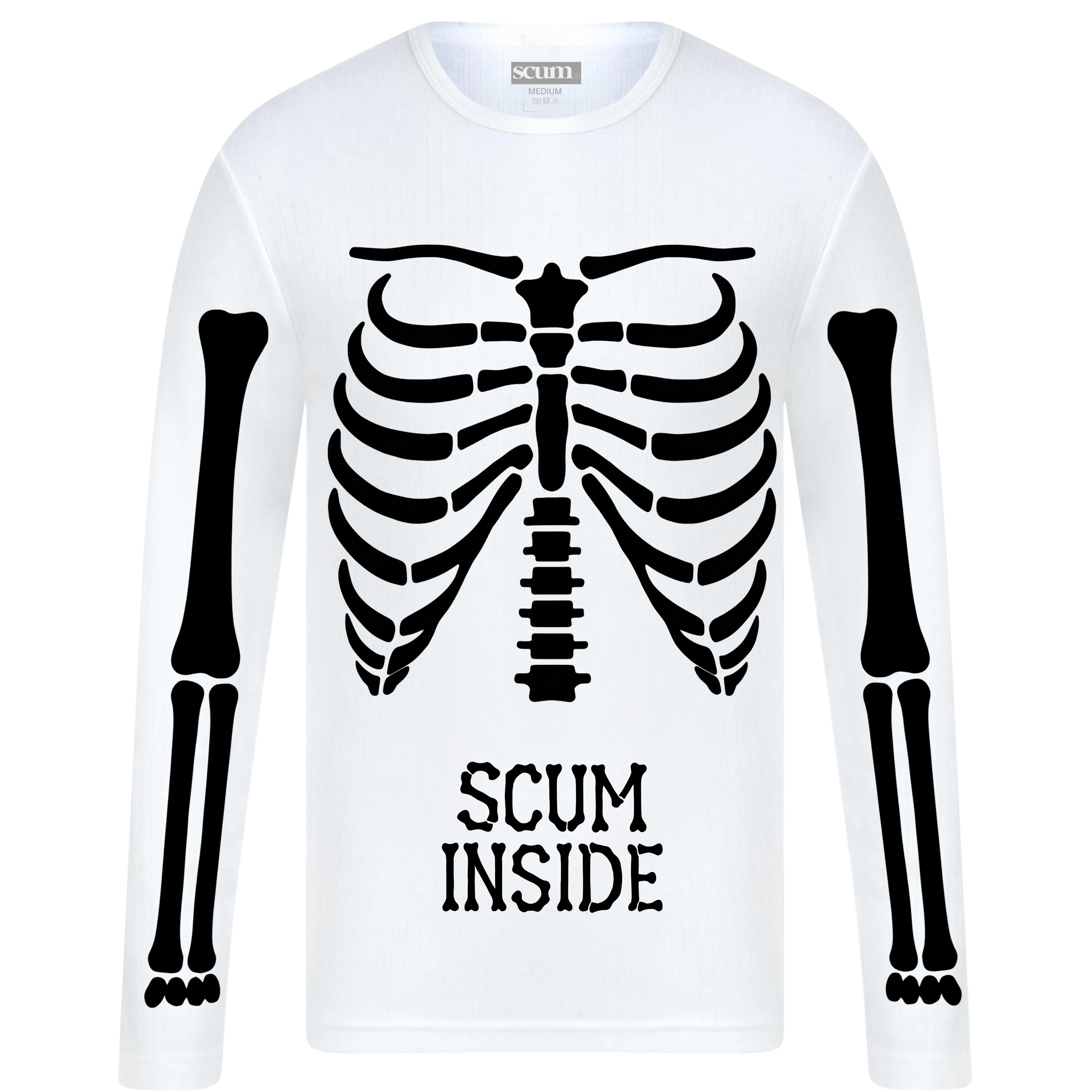 SCUM BONER THERMAL LONG SLEEVE T-SHIRT - WHITE