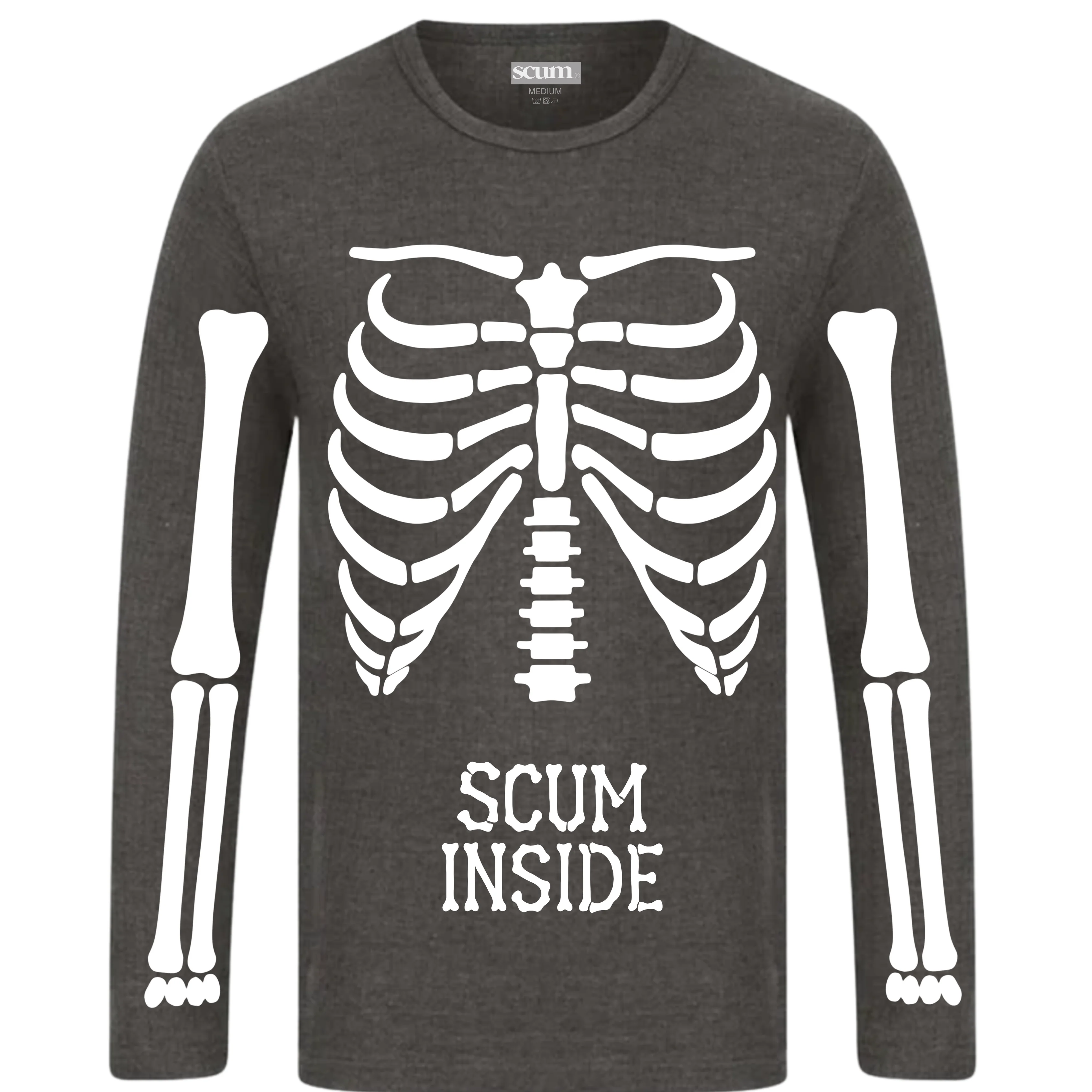 SCUM BONER THERMAL LONG SLEEVE T-SHIRT - CHARCOLE