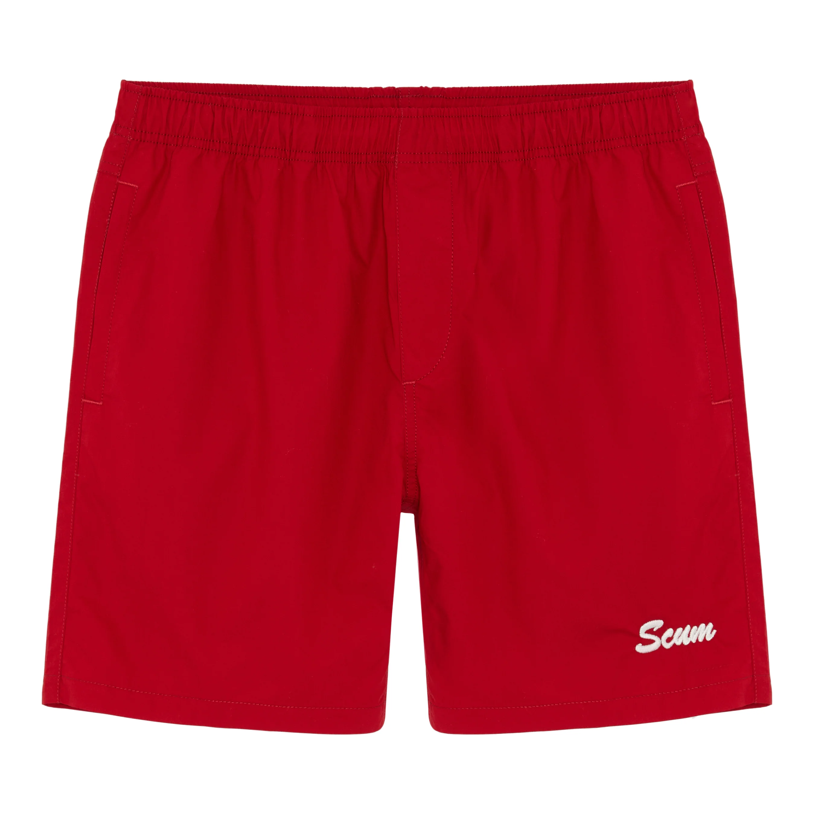 SCUM EMBROIDERED TRUE LOGO SUMMER BEACH SHORT - RED
