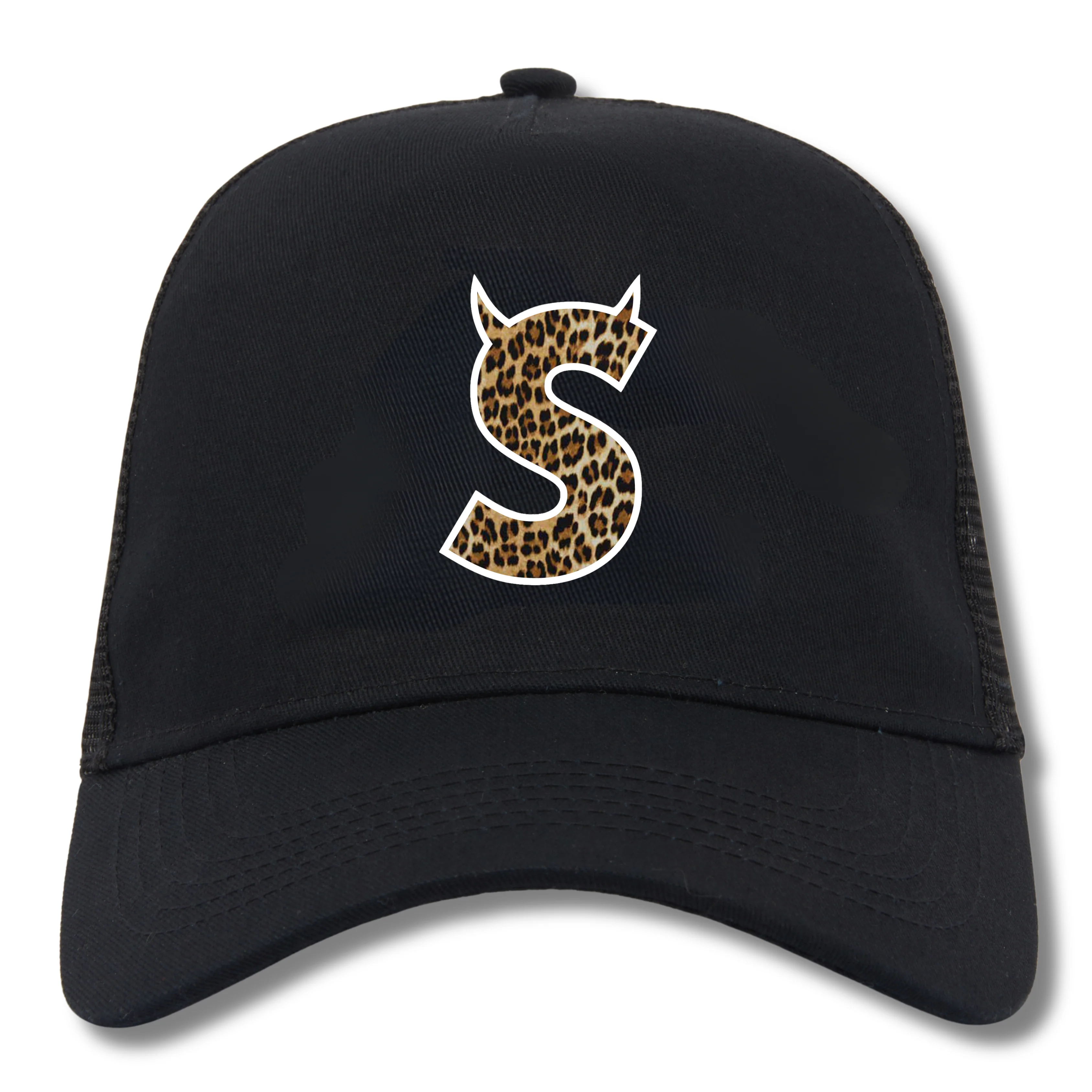 S DIABLO LEOPARD PRINT CAP - BLACK