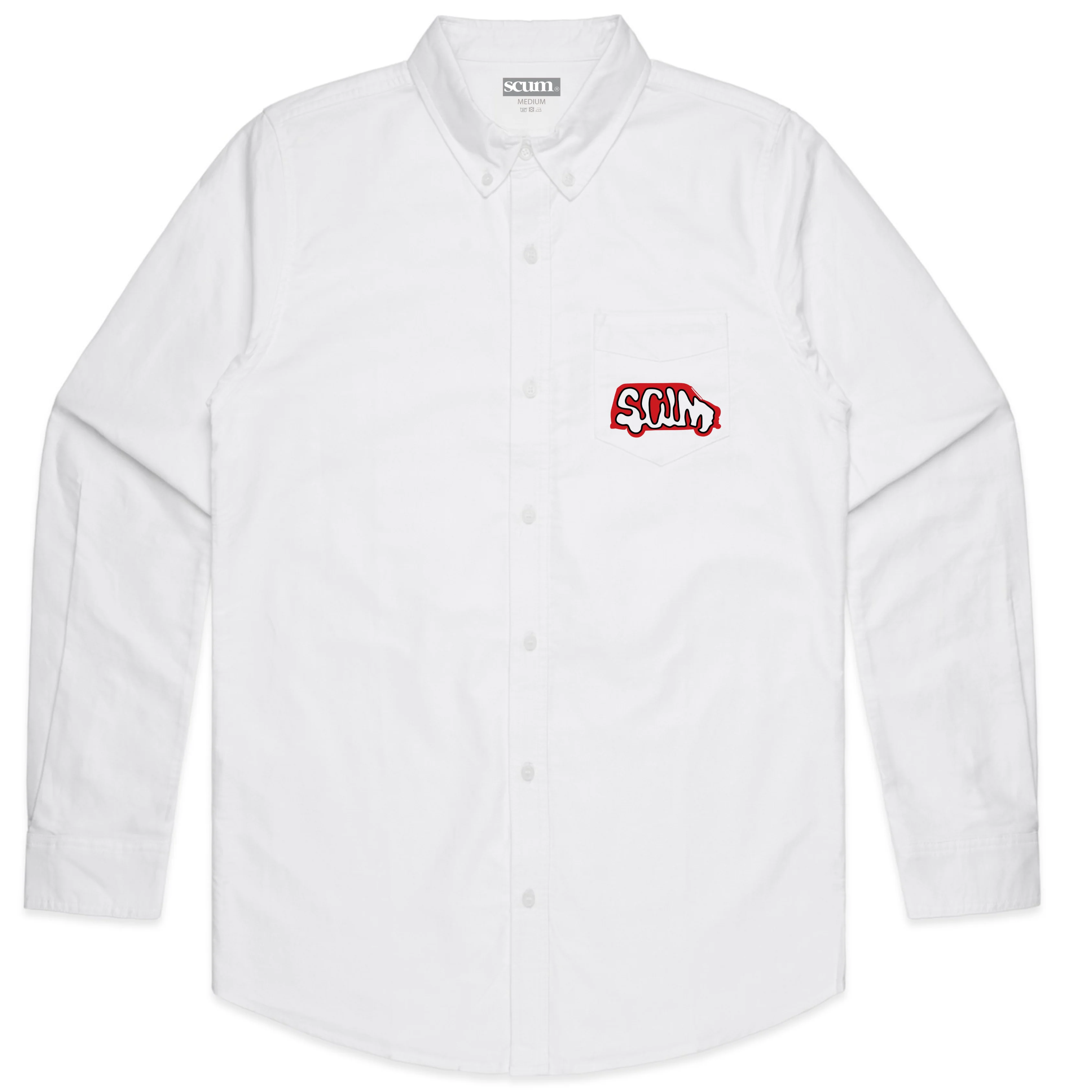 SCUM THE WORD LONGSLEEVE SHIRT -WHITE