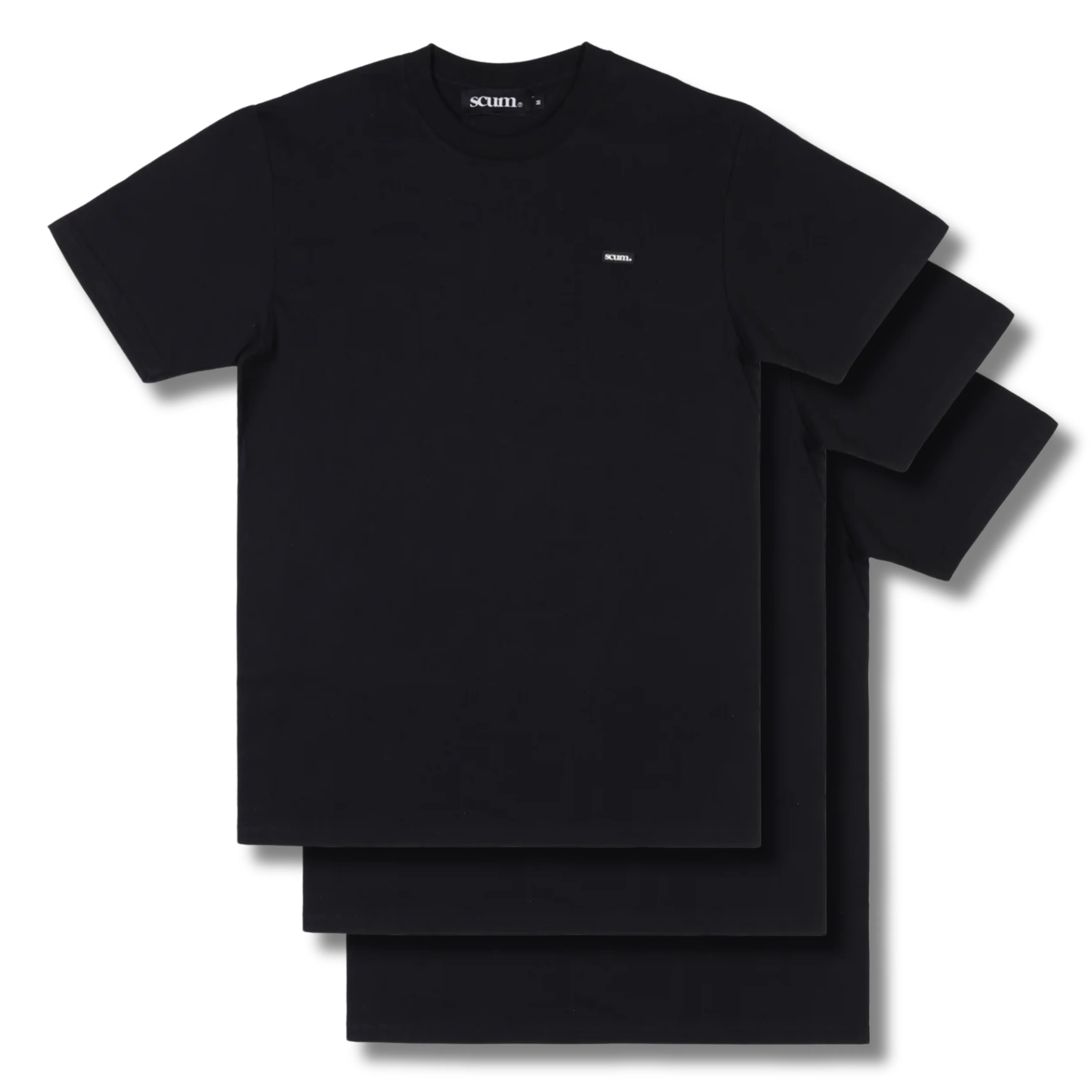 BOX LOGO RUBBER BADGE THREE PACK T-SHIRTS - BLACK